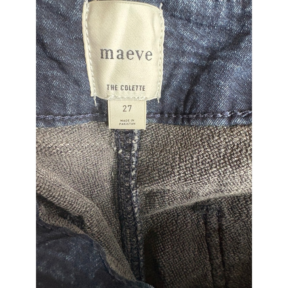 Maeve Anthropologie The Colette Cropped Wide-Leg Jeans Navy Blue 27 High Rise - Picture 8 of 10
